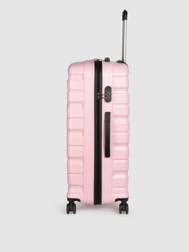 Image of Teakwood 76 CM Unisex Trolley Bag for Travel, Hard Cabin Trolley Large Travel Suitcase Bag, Lock System 360 Degree 8 Rotating Wheels (76 CM, Rose)