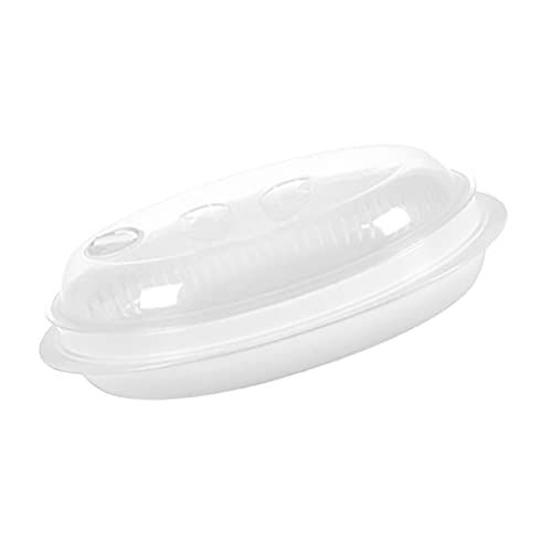 HOLIDYOYO Plato de Vapor para Pescado de Gran Capacidad con Tapa Ventilada para Microondas Multiusos para Cocción al Vapor de Alimentos y Panecillos