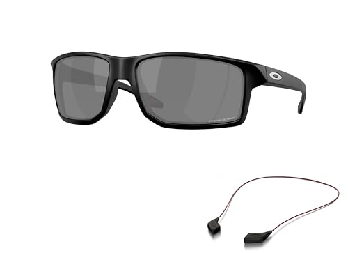 Oakley OO9470 Sunglasses Bundle: OO 9470 GIBSTON XL 947001 Matte Black/Prizm Black Policarbonate Standard and Large Red leash Accessory kit2