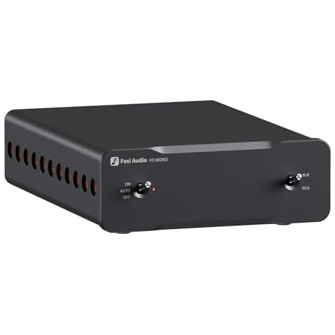 Fosi Audio V3 Mono Power Amplifier for Home Audio Speakers, Mini Monoblock Class D Amp with TPA3255, 240W for HiFi Home Theater AVR Receiver Component, RCA/XLR Balanced Inputs 48V/5A Power Cover