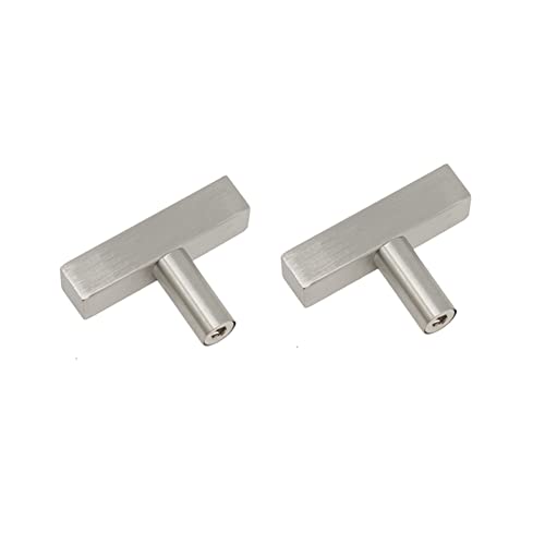 CONPHERON 2 Pcs Stainless Steel T Bar Pulls Kitchen Cabinet Door Drawer Hardware Furniture Handle Knob Square Tube Cupboard Pull Handles Single Hole