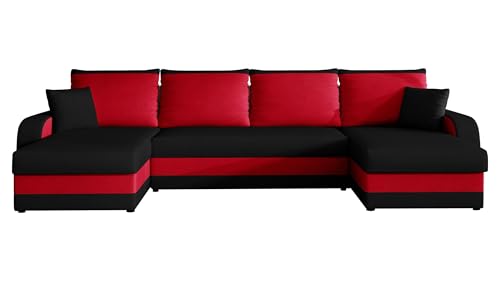 Mirjan24 Sofá esquinero Kristofer U, sofá esquinero de diseño con función de dormir, tres cajoneras, paisajes residenciales, función de cama, sofá en forma de U, lado universal, selección de colores