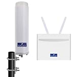 Falcon Rural 4G LTE Antenna - WiFi Booster Outdoor Antenna, WiFi Router with 300 Mbps Download, 50 Mbps Upload, Hotspot, Unlocked, Ethernet, Up to 32 Devices simultaneously, Streaming IPTV, 4x LAN