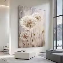 DIHANSM Abstraktes Blumenwandbild, neutrales minimalistisches abstraktes Gemälde, Heimdekoration (55 x 110 cm/ungerahmt)