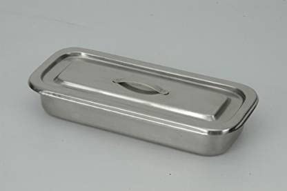 Shakuntla 8x3 Stainless Steel Medical Reusable Instrument Tray With Lid Reusable Medical Tray