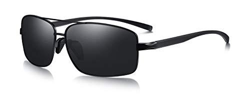 WHCREAT Gafas de Sol Polarizadas para Hombre UV400 Protección Antirreflejo para Deportes al Aire Libre - Lente Negro Marco Negro