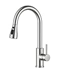 FORIOUS Kitchen Tap, Kitchen Mixer Taps with Pull Out Sprayer, Swivel Single Handle High Arc Pull Down Stainless Steel Sink Faucet