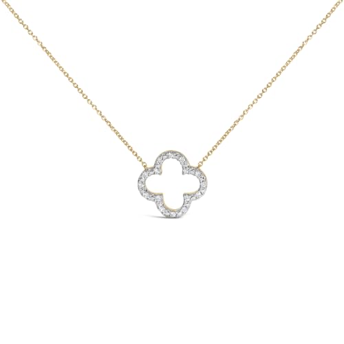 Haus of Brilliance Gold Vermeil 1/10 Cttw Diamond Clover Pendant Necklace