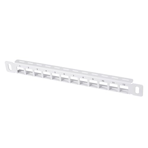 GeeekPi Panel de conexión Keystone en blanco de 12 puertos, 0.5U CAT5/CAT5e/CAT6/CAT6a panel de conexión de red para DeskPi RackMate T1/T0/T2 montaje en rack y rack de servidor/gabinete de red de 10