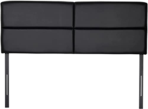 Vecelo Upholstered Height Adjustable Headboard In Pu Leather Surface, 49.3'', Rectangle Pattern, Full, Black #TOP7