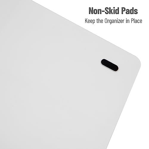 Mind Reader COMORG-WHT Station, Coffee Bar 11-Compartment, 2-Tier Cup and Condiment Countertop Organizer, 17.875" L x 9.5" W x 6.625" H, Plastic, White