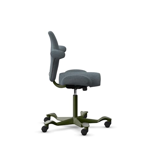 Image of HAG Capisco Sit to Stand Chair-Moss Gray Frame-Upholstered Dark Gray