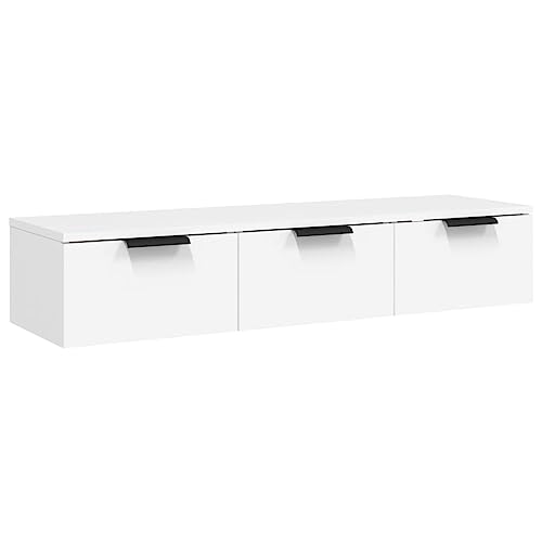 vidaXL Armario de Pared Mueble Aparador Almacenaje Cajones Colgante para TV Estante Flotante Salón Decoración Madera Contrachapada Blanco