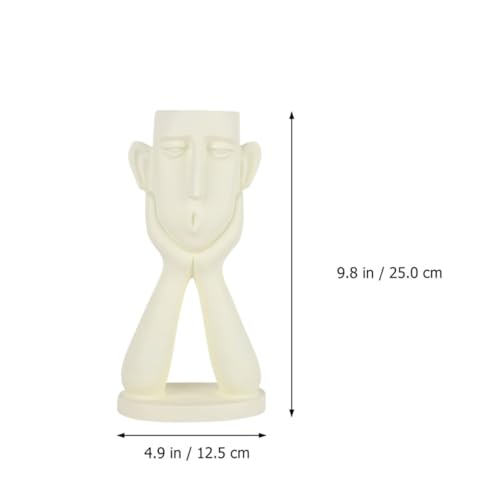 Vase en résine beige décoration maison bureau élégant - 3