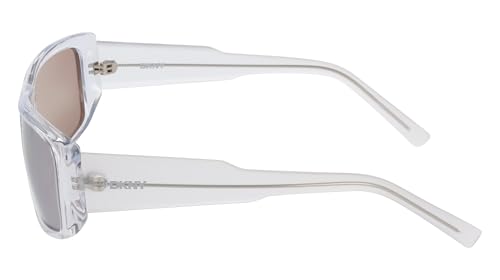 DKNY DK555S Rectangular Sunglasses, Crystal Clear, 573