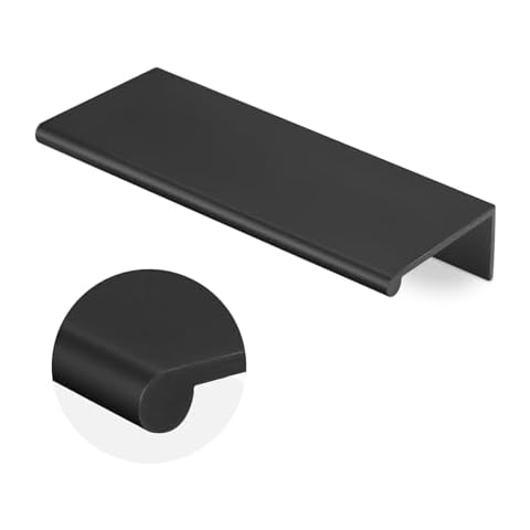 Peaha 10 Pack Matt Black Cabinet Pulls 3Inch(76mm) Hole Centers Cabinet Handles Kitchen Hardware Finger Pulls for Cabinets Cover