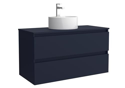 Salgar Mueble de baño Bequia 100cm + Encimera + Lavabo posar | Azul Mate|100x45x56