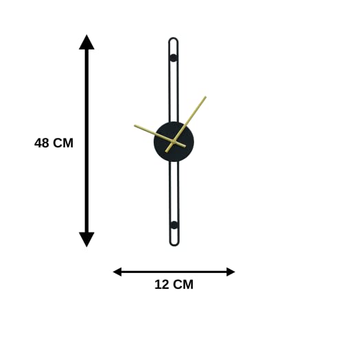 Image of Nordic Minimalist Gold Needle Metallic Wall Clock for Home, Office, Bedroom & Kitchen|Big Size Stylish Home Decor | Black Color (Battery Included) - Analog (12 X 48 CM)