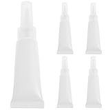 Hohopeti Tubos de Plástico Blando para Brillo Labial 10 Ml, Envases Rellenables Transparentes con Cepillo, Pack de 5 Unidades para Maquillaje, Viajes y DIY