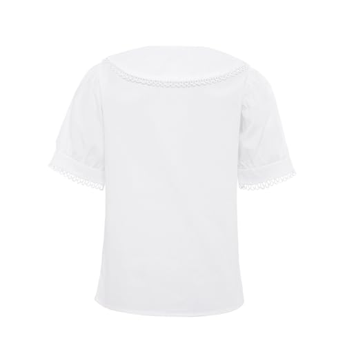 DINORMIN Big Girl's Turn-Down Collar Classic Tee School Uniforms Summer Clothes Oxford Shirt3