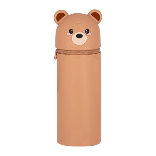 PORUPAEL 2 in 1 Soft Silicone Pencil Case, Kawaii Table Pen Holder, Soft Silicone School Pencil Case Zipper Closure, Pen Bag, Zipper Pen Holder, H 18.5 cm (Bear) PORUPAEL 2 in 1 Soft Silicone Pencil Case, Kawaii Table Pen Holder, Soft Silicone School Pencil Case Zipper Closure, Pen Bag, Zipper Pen Holder, H 18.5 cm (Bear)