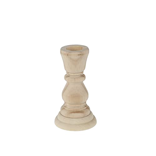 Wooden Candle Holder for Pillar Candles, Unfinished Rustic Farmhouse Boho Style, Short Candle Stick Stand for Fireplace or Dining Table Centerpiece, 4.13″