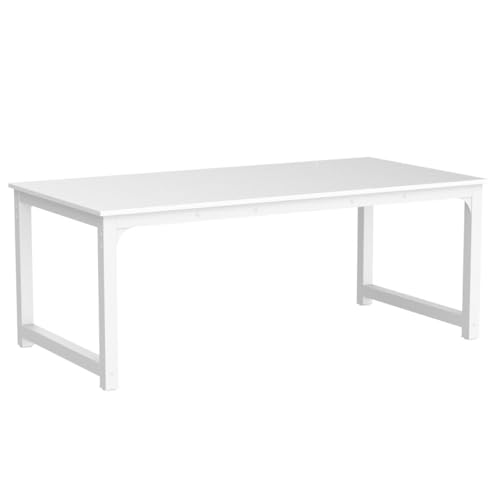 Tribesigns 78.7"x39.4" Dining Table, Industrial Kitchen Table for 8-10 Person, Rectangular Dinner Table for Dining Room Kitchen Living Room, with Heavy Duty Metal Legs, White