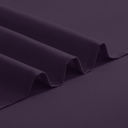 Image of Elegant Comfort Luxurious 1500 Premium Hotel Quality Microfiber Three Line Embroidered Softest 4-Piece Bed Sheet Set, Wrinkle and Fade Resistant, King, Eggplant-Purple