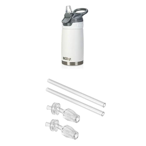 Nuby Thirsty Kids No Spill Flip-It Reflex Stainless Steel Travel Cup or Water Bottle - 10 Oz - 18+ Months - Aqua Mint