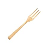 Angoily 4 Stück Tragbare Buchengabeln 3 zinkige Essgabeln mit Glattem Griff für Westliche Speisen Obst und Kuchen Gesundes Besteck für Picknick und Reisen