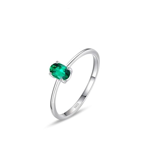 Bague en argent 925 vert ovale avec une zircone cubique style solitaire pour femme