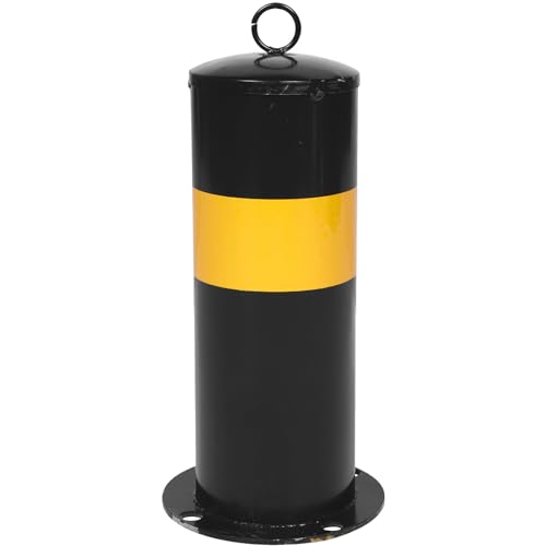Baluue Borne de Sécurité Acier Épaissi Noir et Jaune Barrière de Protection pour Allée Poteau de Stationnement Robuste pour Contrôle Trafic Extérieur et Intérieur