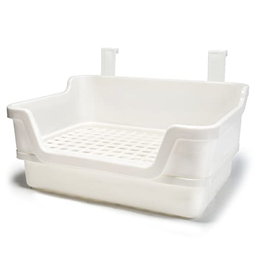 MisyueLarge Rabbit Litter Box Toilet Box and Bigger Pet Pan for Adult Guinea Pigs, hilla, Ferret, Galesaur, Small Animals (Beige)