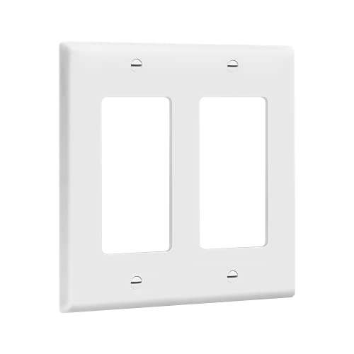 Enerlites Decorator Light Switch Or Receptacle Outlet Wall Plate, Gloss Finish, Size 2-Gang 4.50" X 4.57", Unbreakable Polycarbonate Thermoplastic, Ul Listed, 8832-W, White #TOP7