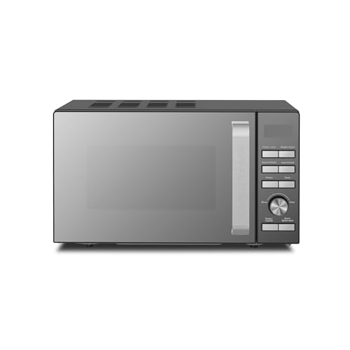 Morphy Richards Microondas digital con puerta de cristal de espejo, capacidad de 20 L, temporizador de cocción de 95 minutos, 6 niveles de potencia, modo de descongelación, tocadiscos de vidrio, 800 W