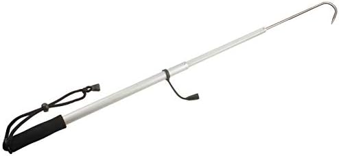 EBILUN 120 cm Telescopic Sea Fishing Gaff Stainless Spear Hook Steel Sea Telescopic Fishing Aluminum Alloy Spear Hook Fish Tackle Outdoor Fishing Tool