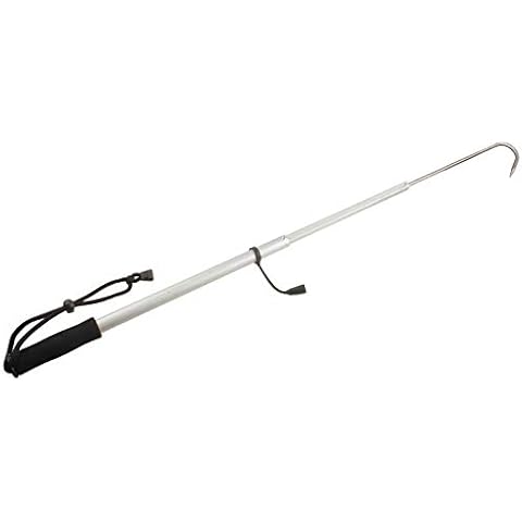 EBILUN 120 cm Telescopic Sea Fishing Gaff Stainless Spear Hook Steel Sea Telescopic Fishing Aluminum Alloy Spear Hook Fish Tackle Outdoor Fishing Tool Cover