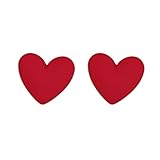 ROSTIVO Valentine's Day Earrings for Women and Girls Cute Acrylic Heart Stud Earrings (Red)