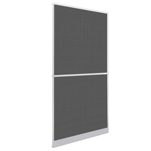 Mosquitera para puerta de 100 x 215 cm, giratoria de aluminio y fibra de vidrio, eficaz protección contra insectos para balcón y terraza