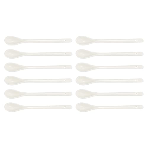 FUNOMOCYA 12 Cucharas De Cerámica Para Café Cucharas Para Remover Café Cucharas Para Postres Cucharas Para Café Helado Cucharas Para Espresso Con Mango De Porcelana Cucharas Para