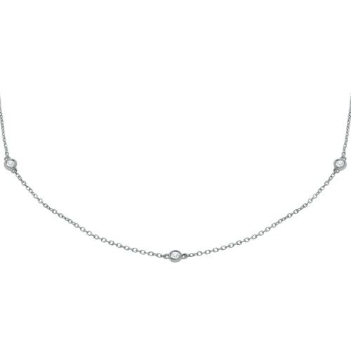 1/4 Carat TW Bezel Set Diamond Station Necklace in 14K White Gold2