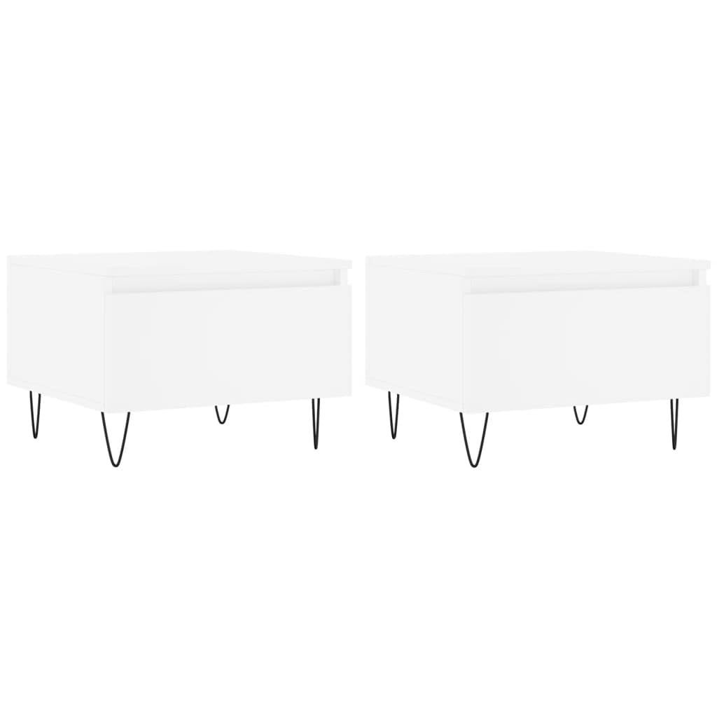 Table basse blanche avec tiroir de rangement pour optimiser l'espace du salon