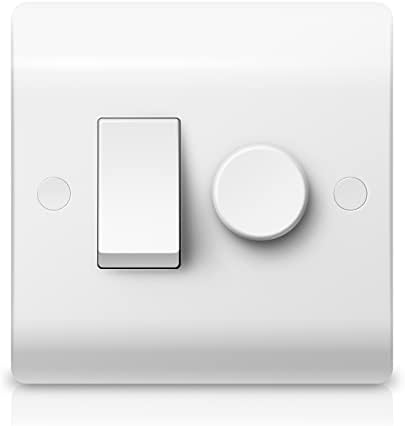 LED Dimmer and Rocker Wall Light Switch Combo 2 Gang 2 Way Switch Trailing Edge Dimmer for LED/Halogen/Incandescent Lights