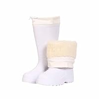 NVBHOF Winter Rubber Boots for Men, Outdoors Faux Fur Plush Warm Rain Waterproof Outdoor Slip On Knee High Wellies, for Farming Garden Fishing Boots (Color: White, Size: 9)