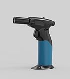 Lamsen Dual Flame Butane Torch Lighter, Refillable Mini Blow Torch with Adjustable Flame & Continuous Flame Lock for Cooking, Baking, Creme Brulee, Soldering, Blue (Gas Not Included)