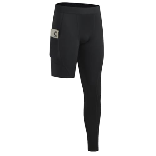Towintec Pantalones de Compresion para Hombre Pantalones de Baloncesto de una Sola Pierna con Bolsillos Atletismo Funcionales Transpirables Capa Base de Secado rápido para Gimnasio Deporte
