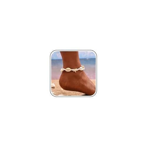 Image of Shell Anklets for Women Shell Beach Jewelry Accessories White Pink Black Flower Ankle Bracelet Summer Vacation Dress Outfits