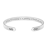 JoycuFF Friendship Gifts for Women Cuff Bangle Bracelets for Sister Friends Christmas Birthday Gift for Her Engraved A True Friendship Is A Journey Without An End