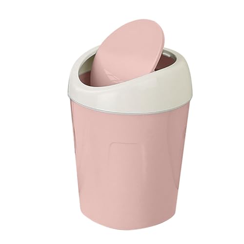 Mini Desktop Trash Can with Lid, Pink