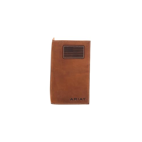 Ariat A3548344 Men'S Rodeo Wallet, Medium Brown Genuine Leather, Usa Flag Patch thumb #5